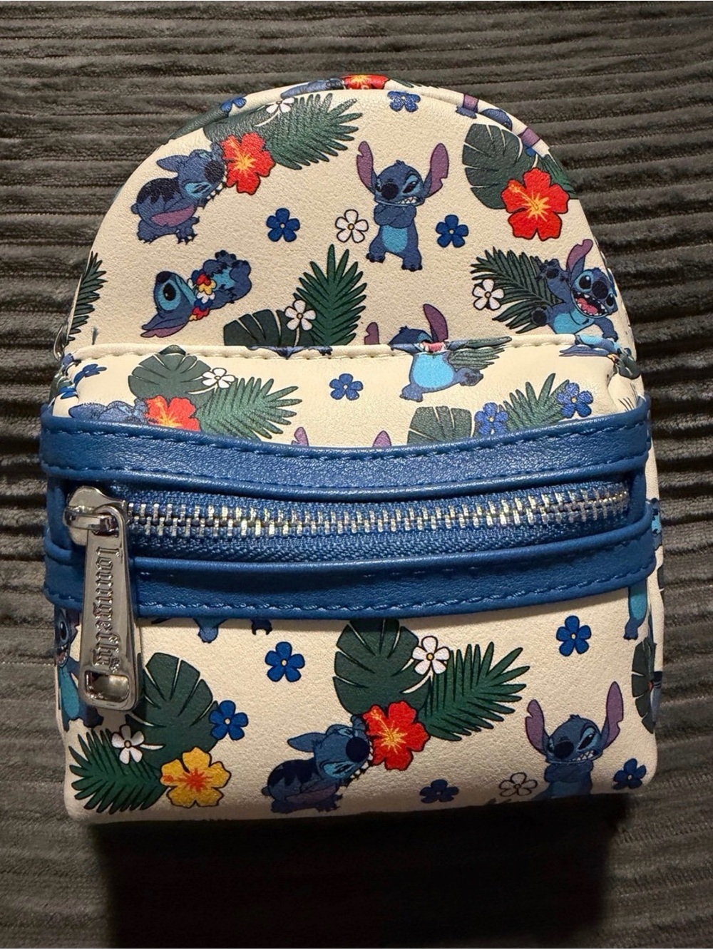 Loungefly Stitch Floral Mini Backpack Wallet - Cream & Blue